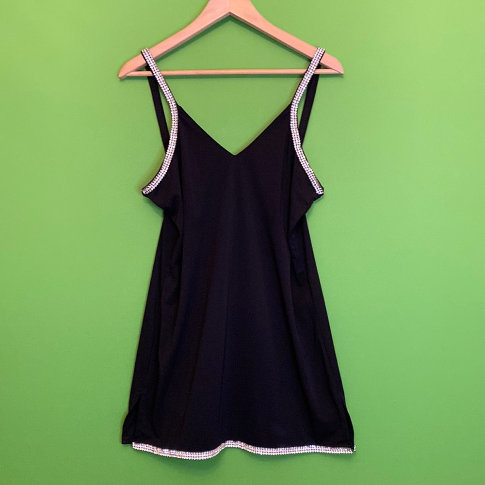 Rhinestone Trim V-Neck LBD